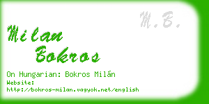 milan bokros business card