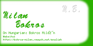 milan bokros business card